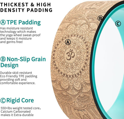 Yoga Wheel Set of 2, Upgraded 10MM Back Wheels for Pain Relief & Stretching