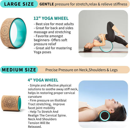 Yoga Wheel Set of 2, Upgraded 10MM Back Wheels for Pain Relief & Stretching