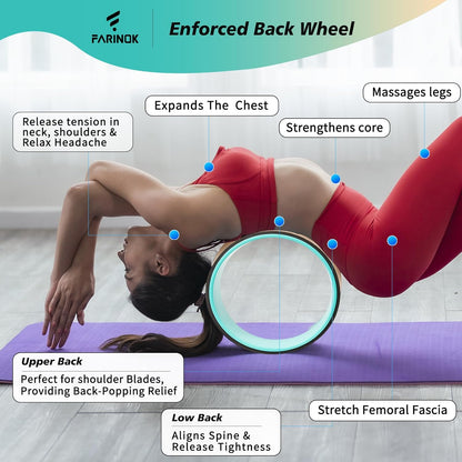 Yoga Wheel Set of 2, Upgraded 10MM Back Wheels for Pain Relief & Stretching
