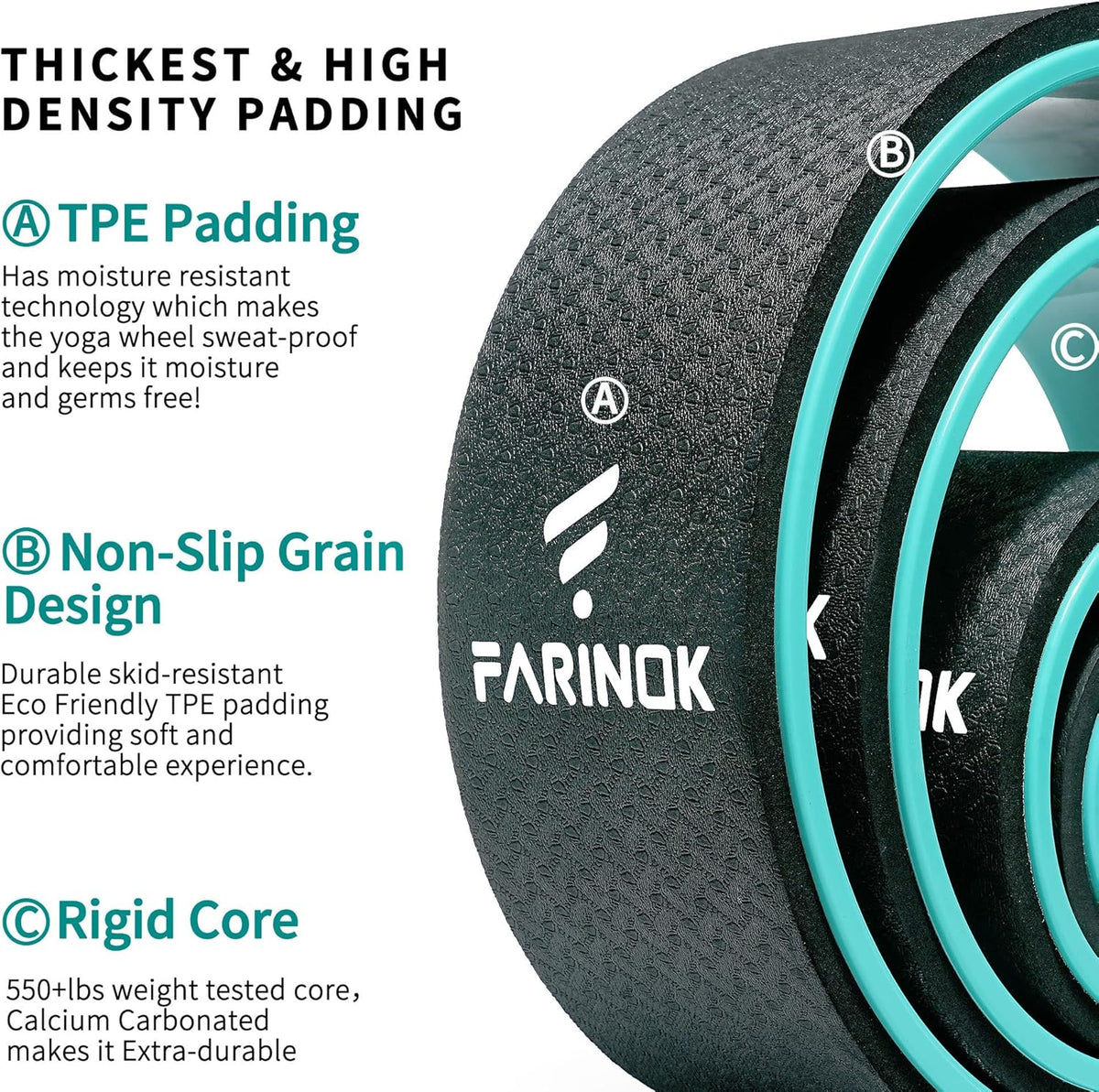Yoga Wheel Set of 2, Upgraded 10MM Back Wheels for Pain Relief & Stretching