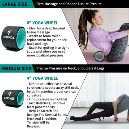 Yoga Wheel Set of 2, Upgraded 10MM Back Wheels for Pain Relief & Stretching