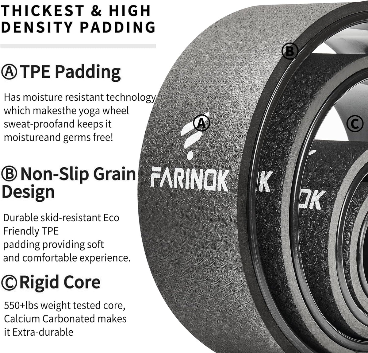 Yoga Wheel Set of 2, Upgraded 10MM Back Wheels for Pain Relief & Stretching