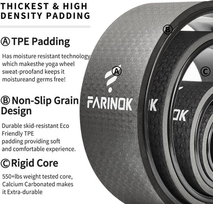 Yoga Wheel Set of 2, Upgraded 10MM Back Wheels for Pain Relief & Stretching