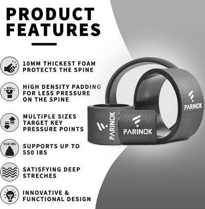 Yoga Wheel Set of 2, Upgraded 10MM Back Wheels for Pain Relief & Stretching
