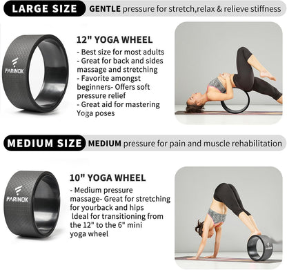 Yoga Wheel Set of 2, Upgraded 10MM Back Wheels for Pain Relief & Stretching