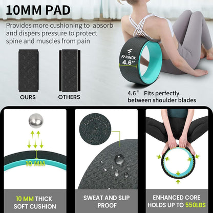 Yoga Wheel Set of 2, Upgraded 10MM Back Wheels for Pain Relief & Stretching