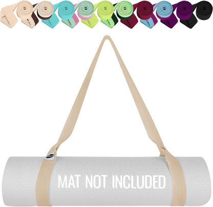 Yoga Mat Strap – Extra Soft & Thick Cotton Carrier for All Mats | Adjustable Skin-friendly & Non-Slip Mat Holder Sling in 30+ Colors [Mat Not Included]