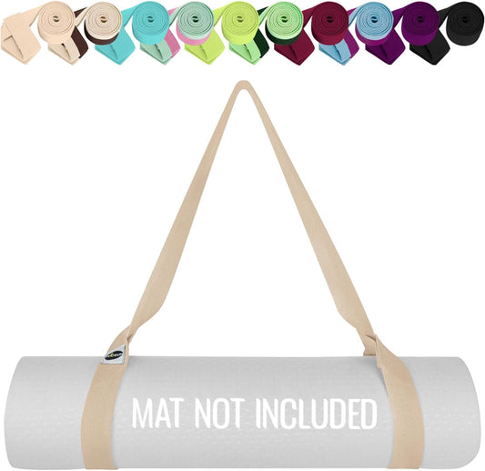 Yoga Mat Strap – Extra Soft & Thick Cotton Carrier for All Mats | Adjustable Skin-friendly & Non-Slip Mat Holder Sling in 30+ Colors [Mat Not Included]