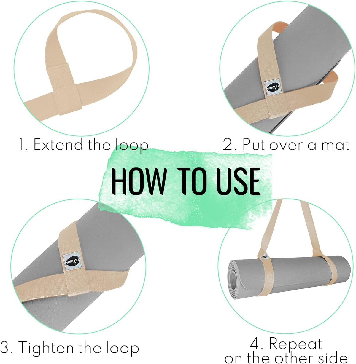 Yoga Mat Strap – Extra Soft & Thick Cotton Carrier for All Mats | Adjustable Skin-friendly & Non-Slip Mat Holder Sling in 30+ Colors [Mat Not Included]