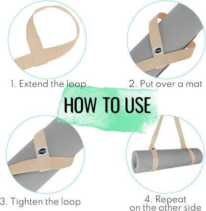 Yoga Mat Strap – Extra Soft & Thick Cotton Carrier for All Mats | Adjustable Skin-friendly & Non-Slip Mat Holder Sling in 30+ Colors [Mat Not Included]