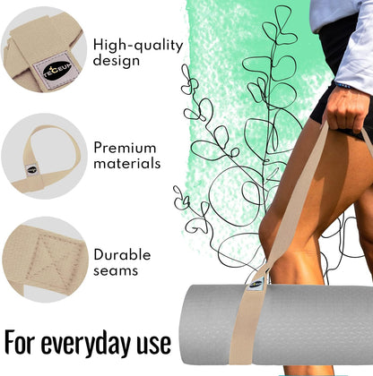 Yoga Mat Strap – Extra Soft & Thick Cotton Carrier for All Mats | Adjustable Skin-friendly & Non-Slip Mat Holder Sling in 30+ Colors [Mat Not Included]
