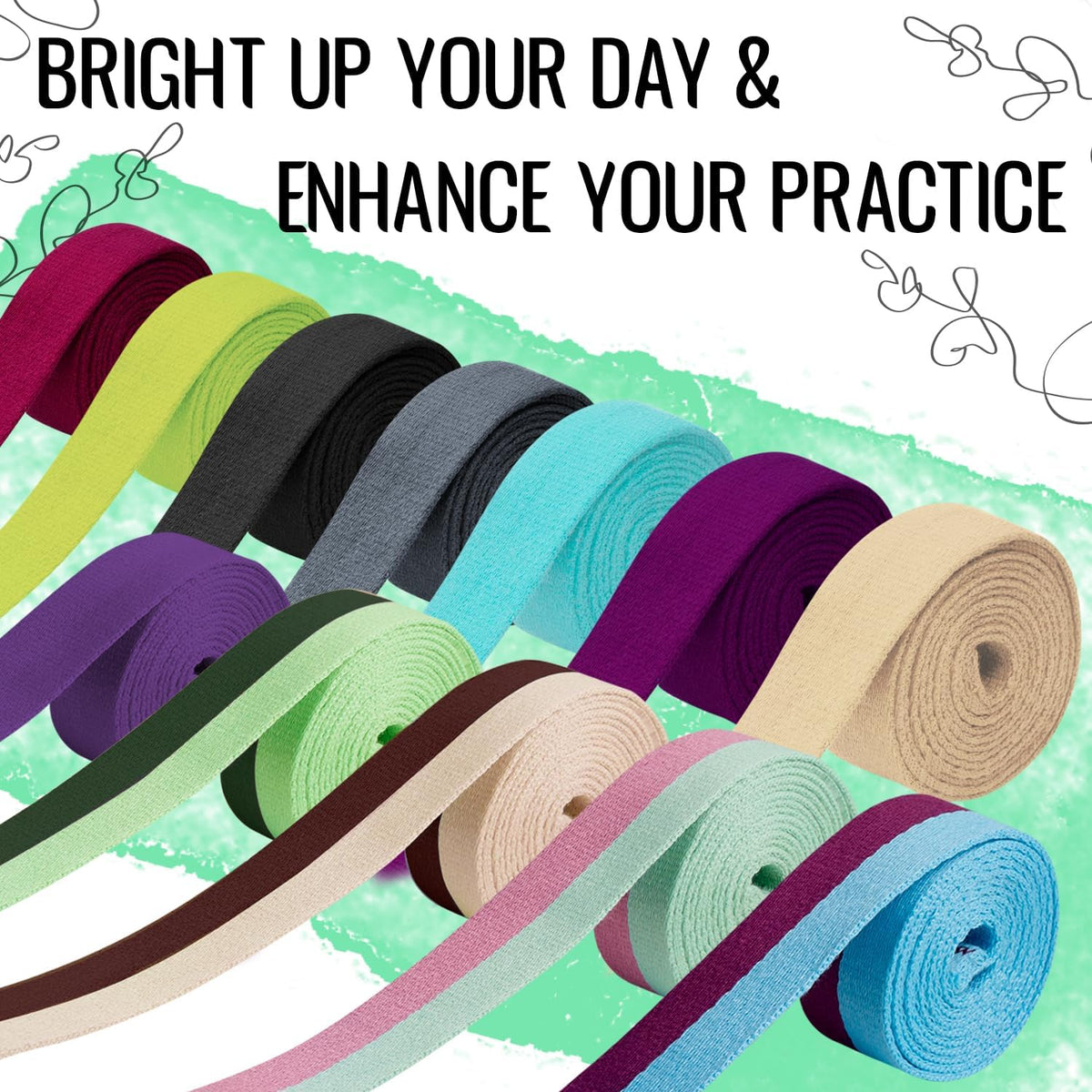 Yoga Mat Strap – Extra Soft & Thick Cotton Carrier for All Mats | Adjustable Skin-friendly & Non-Slip Mat Holder Sling in 30+ Colors [Mat Not Included]