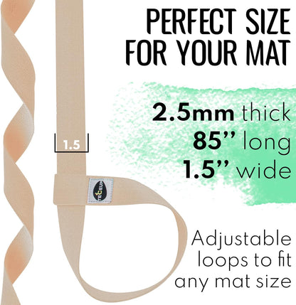 Yoga Mat Strap – Extra Soft & Thick Cotton Carrier for All Mats | Adjustable Skin-friendly & Non-Slip Mat Holder Sling in 30+ Colors [Mat Not Included]
