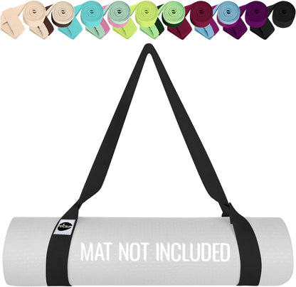 Yoga Mat Strap – Extra Soft & Thick Cotton Carrier for All Mats | Adjustable Skin-friendly & Non-Slip Mat Holder Sling in 30+ Colors [Mat Not Included]