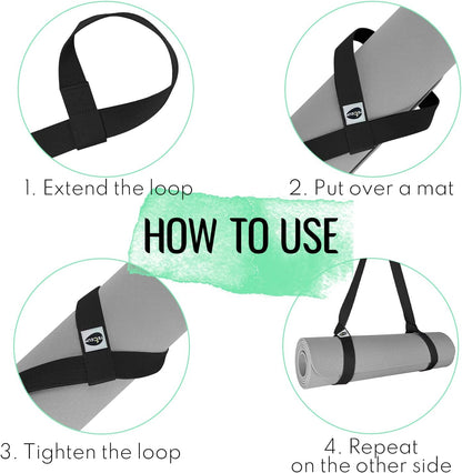 Yoga Mat Strap – Extra Soft & Thick Cotton Carrier for All Mats | Adjustable Skin-friendly & Non-Slip Mat Holder Sling in 30+ Colors [Mat Not Included]