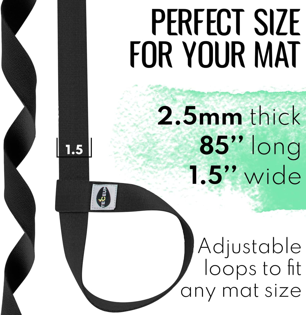 Yoga Mat Strap – Extra Soft & Thick Cotton Carrier for All Mats | Adjustable Skin-friendly & Non-Slip Mat Holder Sling in 30+ Colors [Mat Not Included]