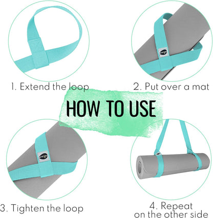 Yoga Mat Strap – Extra Soft & Thick Cotton Carrier for All Mats | Adjustable Skin-friendly & Non-Slip Mat Holder Sling in 30+ Colors [Mat Not Included]