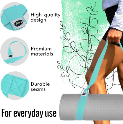 Yoga Mat Strap – Extra Soft & Thick Cotton Carrier for All Mats | Adjustable Skin-friendly & Non-Slip Mat Holder Sling in 30+ Colors [Mat Not Included]
