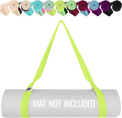 Yoga Mat Strap – Extra Soft & Thick Cotton Carrier for All Mats | Adjustable Skin-friendly & Non-Slip Mat Holder Sling in 30+ Colors [Mat Not Included]