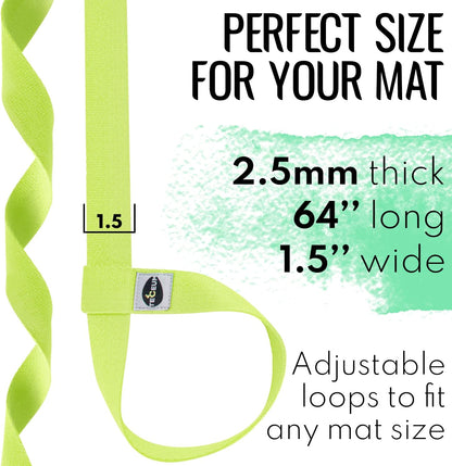 Yoga Mat Strap – Extra Soft & Thick Cotton Carrier for All Mats | Adjustable Skin-friendly & Non-Slip Mat Holder Sling in 30+ Colors [Mat Not Included]