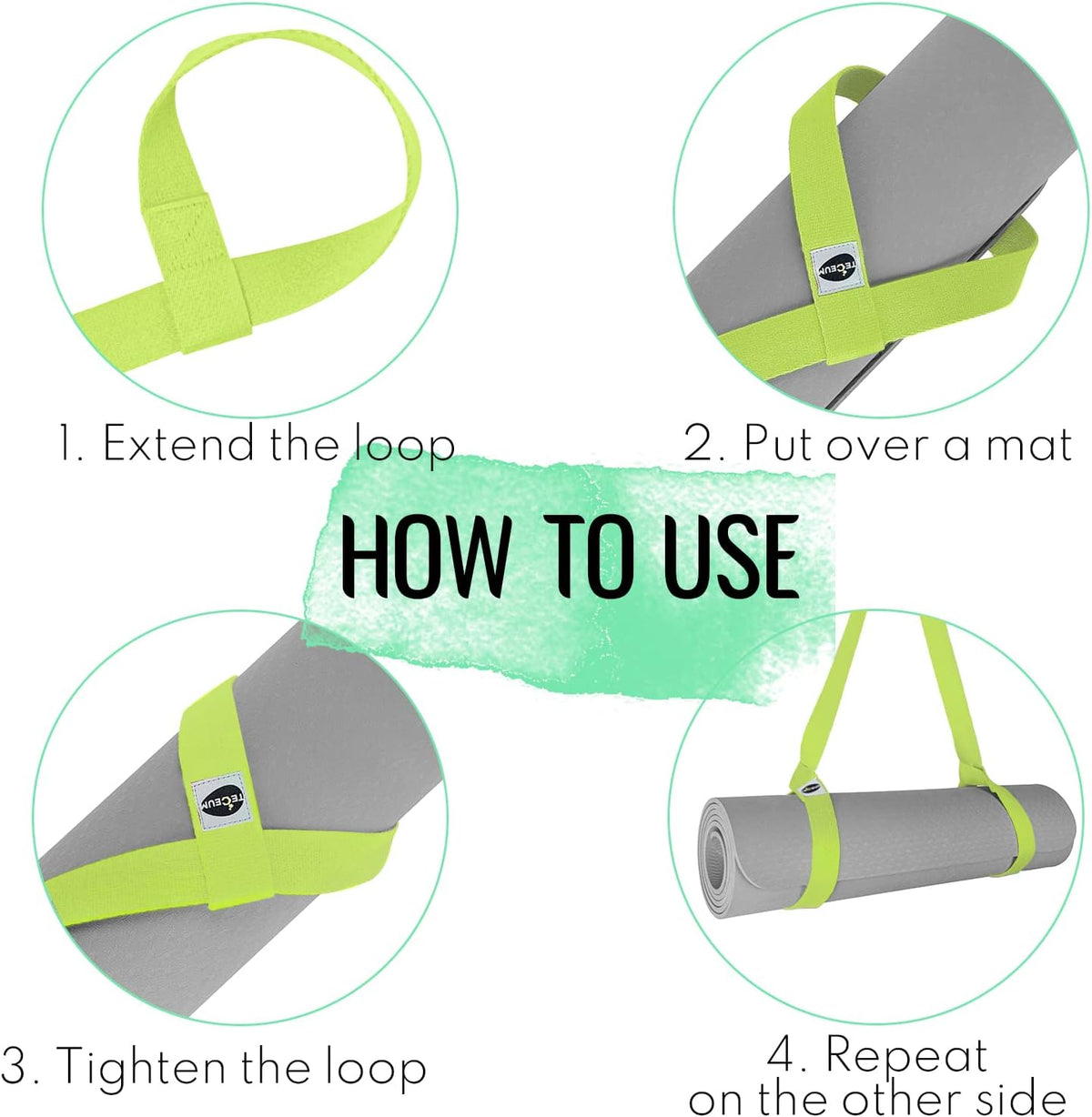 Yoga Mat Strap – Extra Soft & Thick Cotton Carrier for All Mats | Adjustable Skin-friendly & Non-Slip Mat Holder Sling in 30+ Colors [Mat Not Included]