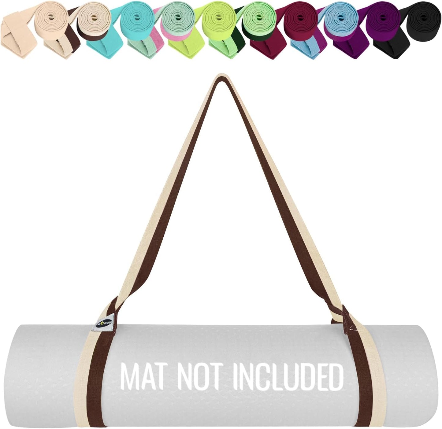 Yoga Mat Strap – Extra Soft & Thick Cotton Carrier for All Mats | Adjustable Skin-friendly & Non-Slip Mat Holder Sling in 30+ Colors [Mat Not Included]
