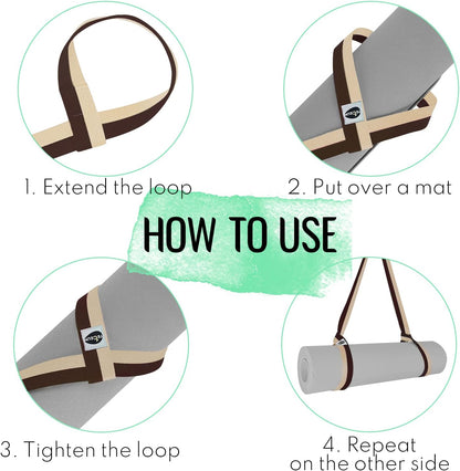 Yoga Mat Strap – Extra Soft & Thick Cotton Carrier for All Mats | Adjustable Skin-friendly & Non-Slip Mat Holder Sling in 30+ Colors [Mat Not Included]