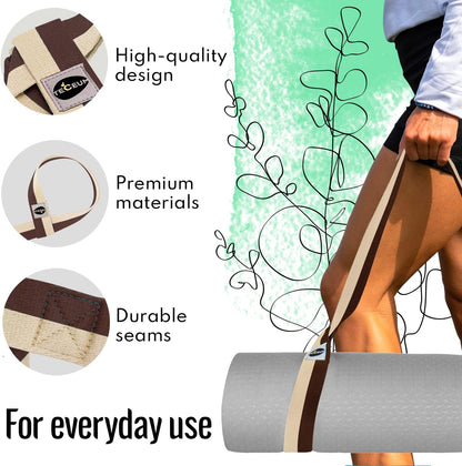 Yoga Mat Strap – Extra Soft & Thick Cotton Carrier for All Mats | Adjustable Skin-friendly & Non-Slip Mat Holder Sling in 30+ Colors [Mat Not Included]