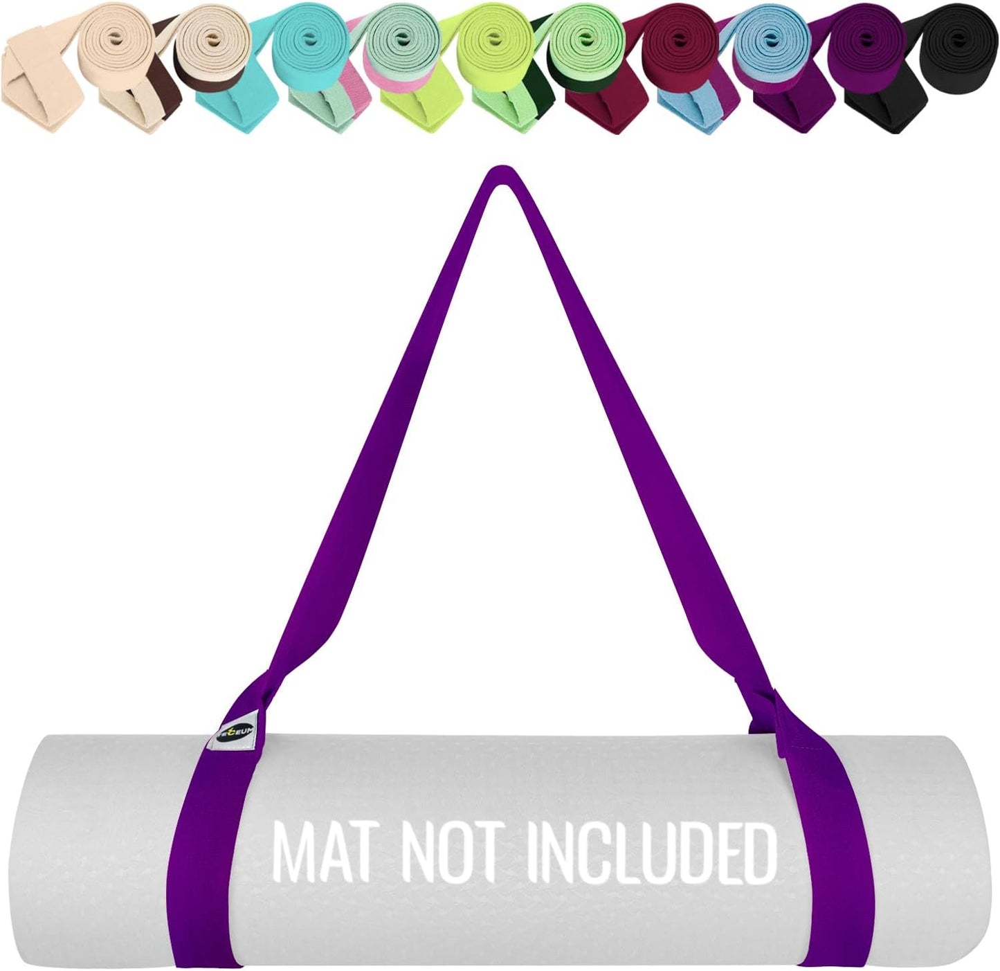 Yoga Mat Strap – Extra Soft & Thick Cotton Carrier for All Mats | Adjustable Skin-friendly & Non-Slip Mat Holder Sling in 30+ Colors [Mat Not Included]