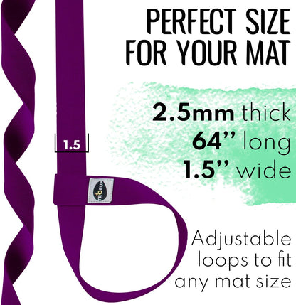 Yoga Mat Strap – Extra Soft & Thick Cotton Carrier for All Mats | Adjustable Skin-friendly & Non-Slip Mat Holder Sling in 30+ Colors [Mat Not Included]