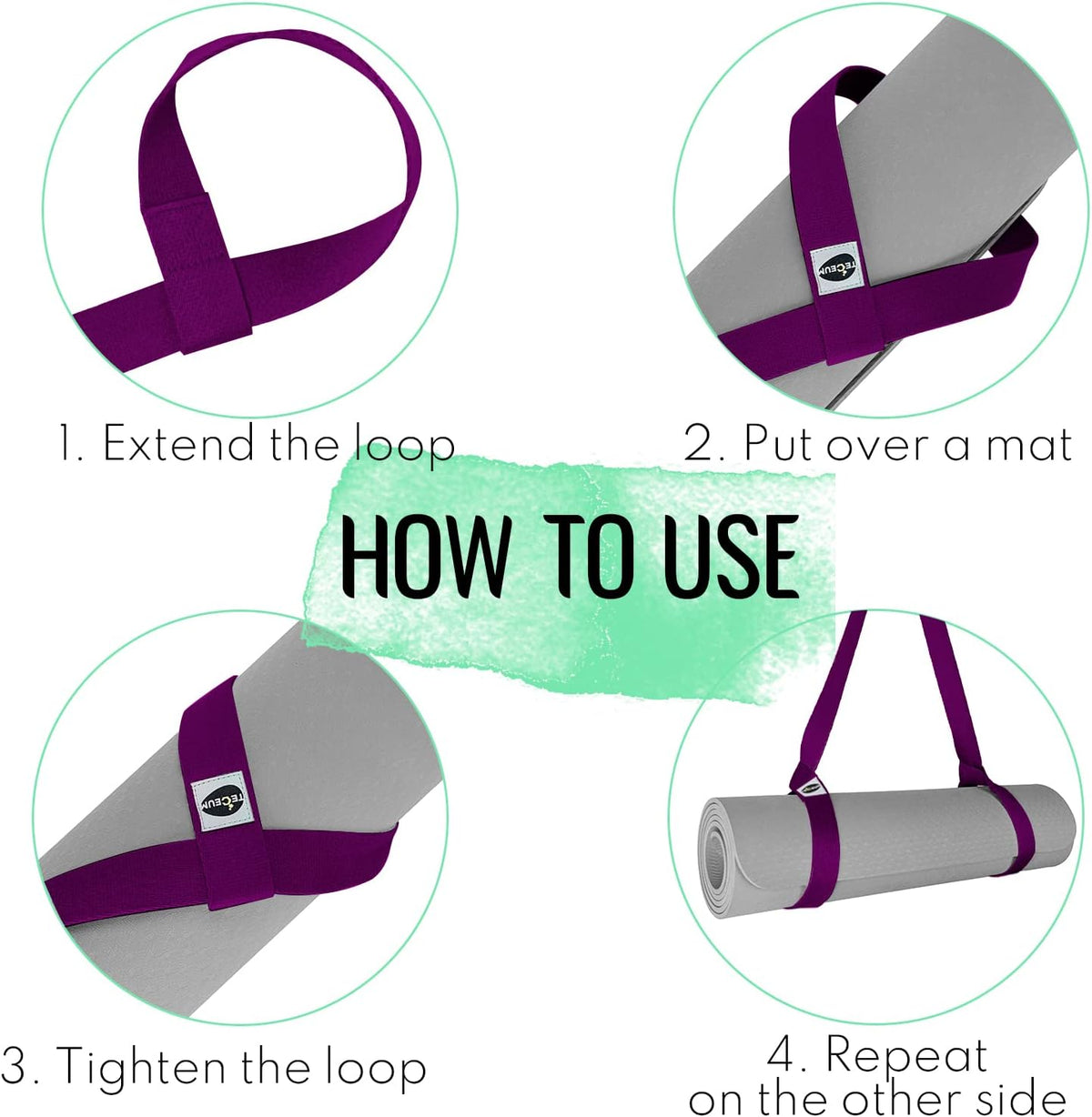Yoga Mat Strap – Extra Soft & Thick Cotton Carrier for All Mats | Adjustable Skin-friendly & Non-Slip Mat Holder Sling in 30+ Colors [Mat Not Included]