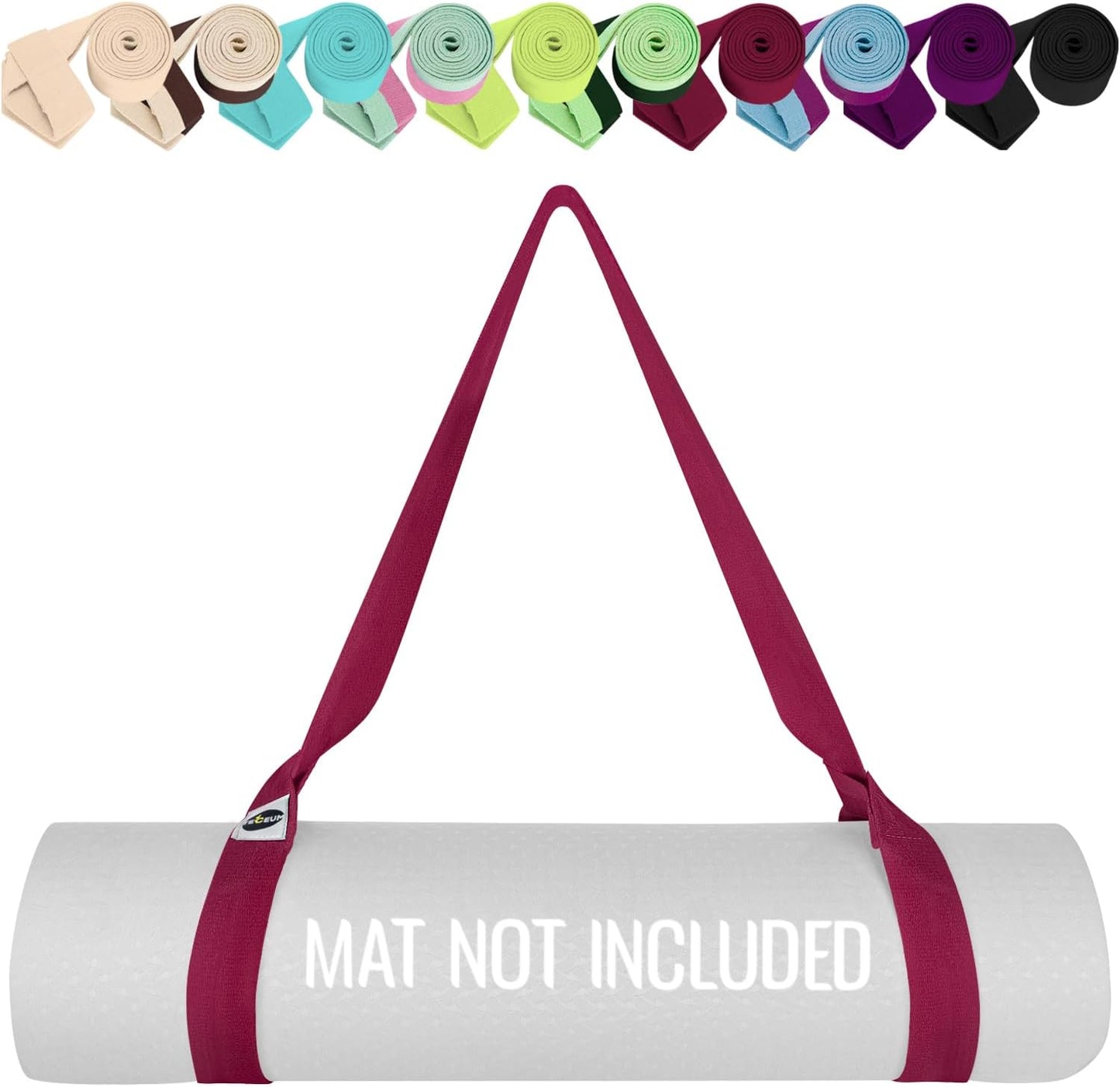 Yoga Mat Strap – Extra Soft & Thick Cotton Carrier for All Mats | Adjustable Skin-friendly & Non-Slip Mat Holder Sling in 30+ Colors [Mat Not Included]