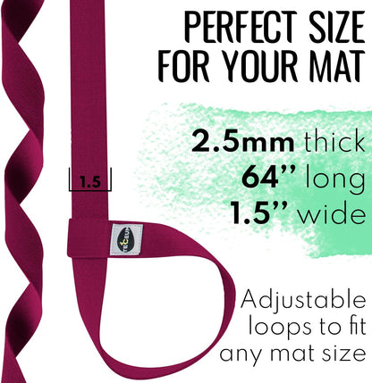 Yoga Mat Strap – Extra Soft & Thick Cotton Carrier for All Mats | Adjustable Skin-friendly & Non-Slip Mat Holder Sling in 30+ Colors [Mat Not Included]