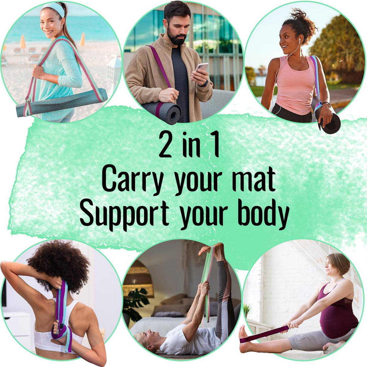 Yoga Mat Strap – Extra Soft & Thick Cotton Carrier for All Mats | Adjustable Skin-friendly & Non-Slip Mat Holder Sling in 30+ Colors [Mat Not Included]