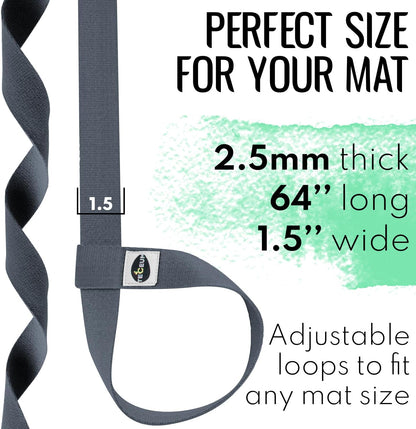 Yoga Mat Strap – Extra Soft & Thick Cotton Carrier for All Mats | Adjustable Skin-friendly & Non-Slip Mat Holder Sling in 30+ Colors [Mat Not Included]