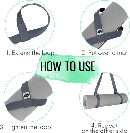 Yoga Mat Strap – Extra Soft & Thick Cotton Carrier for All Mats | Adjustable Skin-friendly & Non-Slip Mat Holder Sling in 30+ Colors [Mat Not Included]