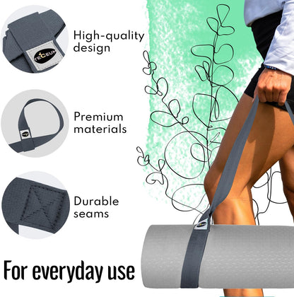 Yoga Mat Strap – Extra Soft & Thick Cotton Carrier for All Mats | Adjustable Skin-friendly & Non-Slip Mat Holder Sling in 30+ Colors [Mat Not Included]
