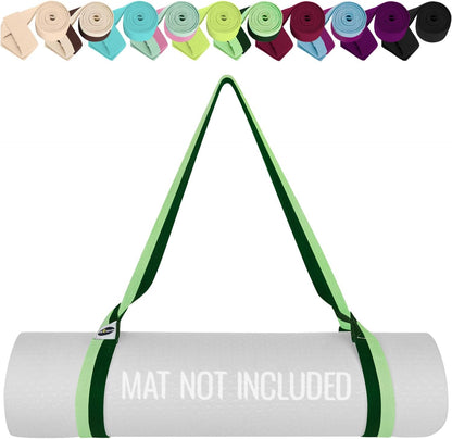 Yoga Mat Strap – Extra Soft & Thick Cotton Carrier for All Mats | Adjustable Skin-friendly & Non-Slip Mat Holder Sling in 30+ Colors [Mat Not Included]