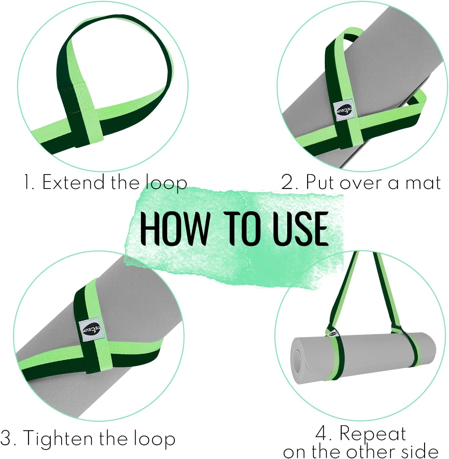 Yoga Mat Strap – Extra Soft & Thick Cotton Carrier for All Mats | Adjustable Skin-friendly & Non-Slip Mat Holder Sling in 30+ Colors [Mat Not Included]