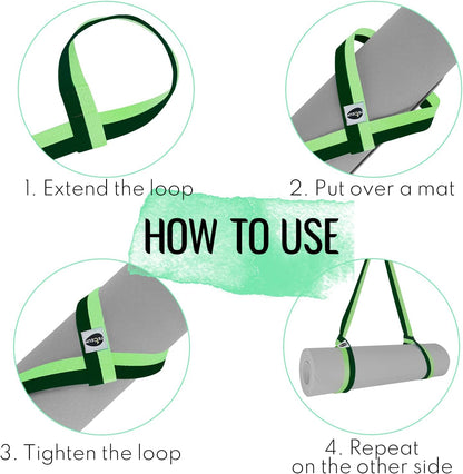 Yoga Mat Strap – Extra Soft & Thick Cotton Carrier for All Mats | Adjustable Skin-friendly & Non-Slip Mat Holder Sling in 30+ Colors [Mat Not Included]