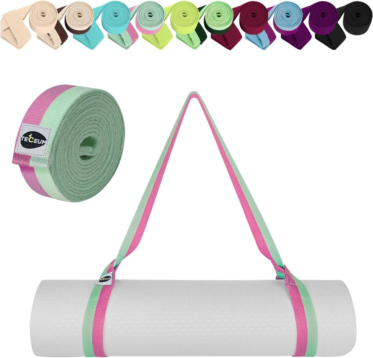 Yoga Mat Strap – Extra Soft & Thick Cotton Carrier for All Mats | Adjustable Skin-friendly & Non-Slip Mat Holder Sling in 30+ Colors [Mat Not Included]