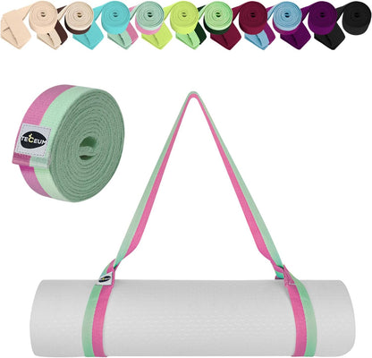 Yoga Mat Strap – Extra Soft & Thick Cotton Carrier for All Mats | Adjustable Skin-friendly & Non-Slip Mat Holder Sling in 30+ Colors [Mat Not Included]