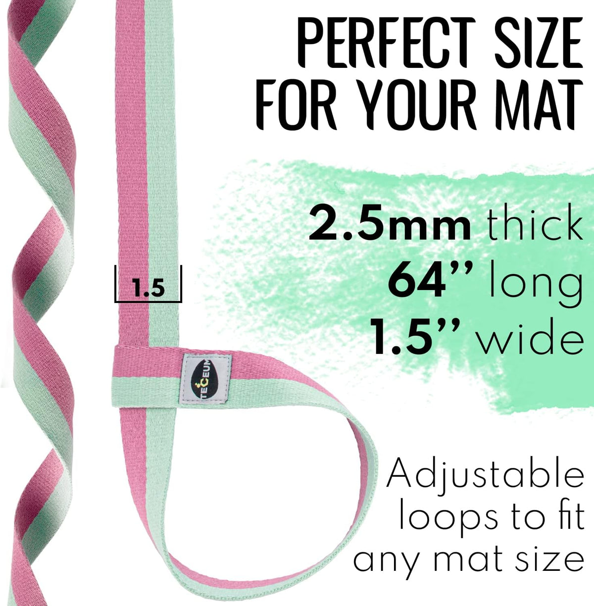 Yoga Mat Strap – Extra Soft & Thick Cotton Carrier for All Mats | Adjustable Skin-friendly & Non-Slip Mat Holder Sling in 30+ Colors [Mat Not Included]