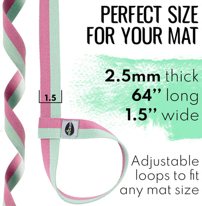 Yoga Mat Strap – Extra Soft & Thick Cotton Carrier for All Mats | Adjustable Skin-friendly & Non-Slip Mat Holder Sling in 30+ Colors [Mat Not Included]