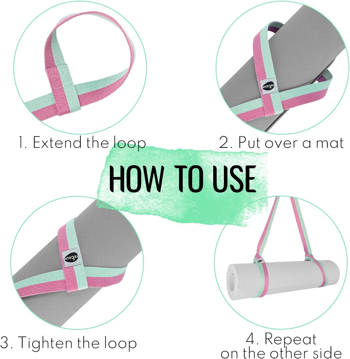 Yoga Mat Strap – Extra Soft & Thick Cotton Carrier for All Mats | Adjustable Skin-friendly & Non-Slip Mat Holder Sling in 30+ Colors [Mat Not Included]