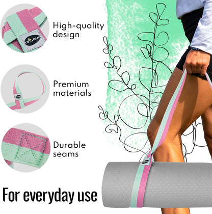 Yoga Mat Strap – Extra Soft & Thick Cotton Carrier for All Mats | Adjustable Skin-friendly & Non-Slip Mat Holder Sling in 30+ Colors [Mat Not Included]