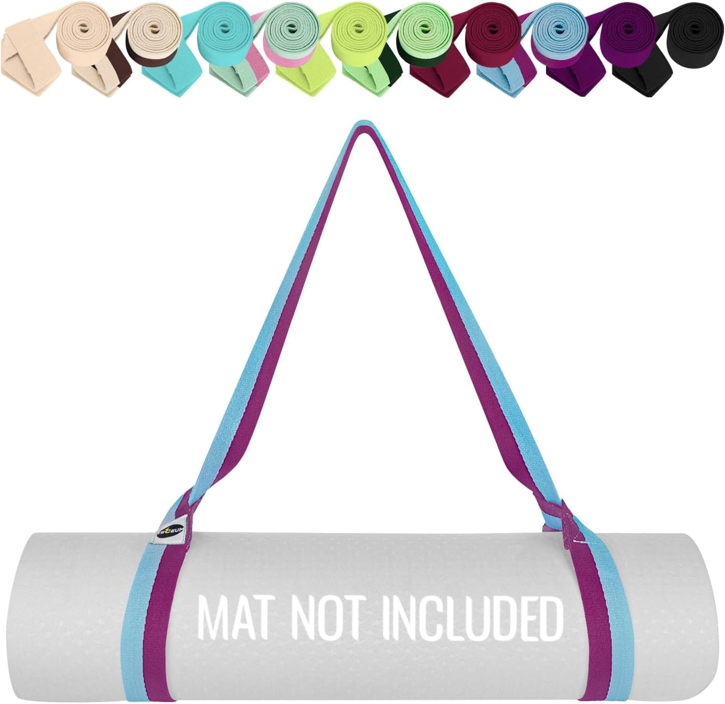 Yoga Mat Strap – Extra Soft & Thick Cotton Carrier for All Mats | Adjustable Skin-friendly & Non-Slip Mat Holder Sling in 30+ Colors [Mat Not Included]