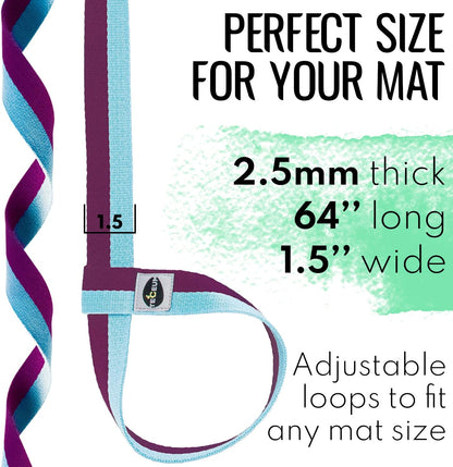Yoga Mat Strap – Extra Soft & Thick Cotton Carrier for All Mats | Adjustable Skin-friendly & Non-Slip Mat Holder Sling in 30+ Colors [Mat Not Included]