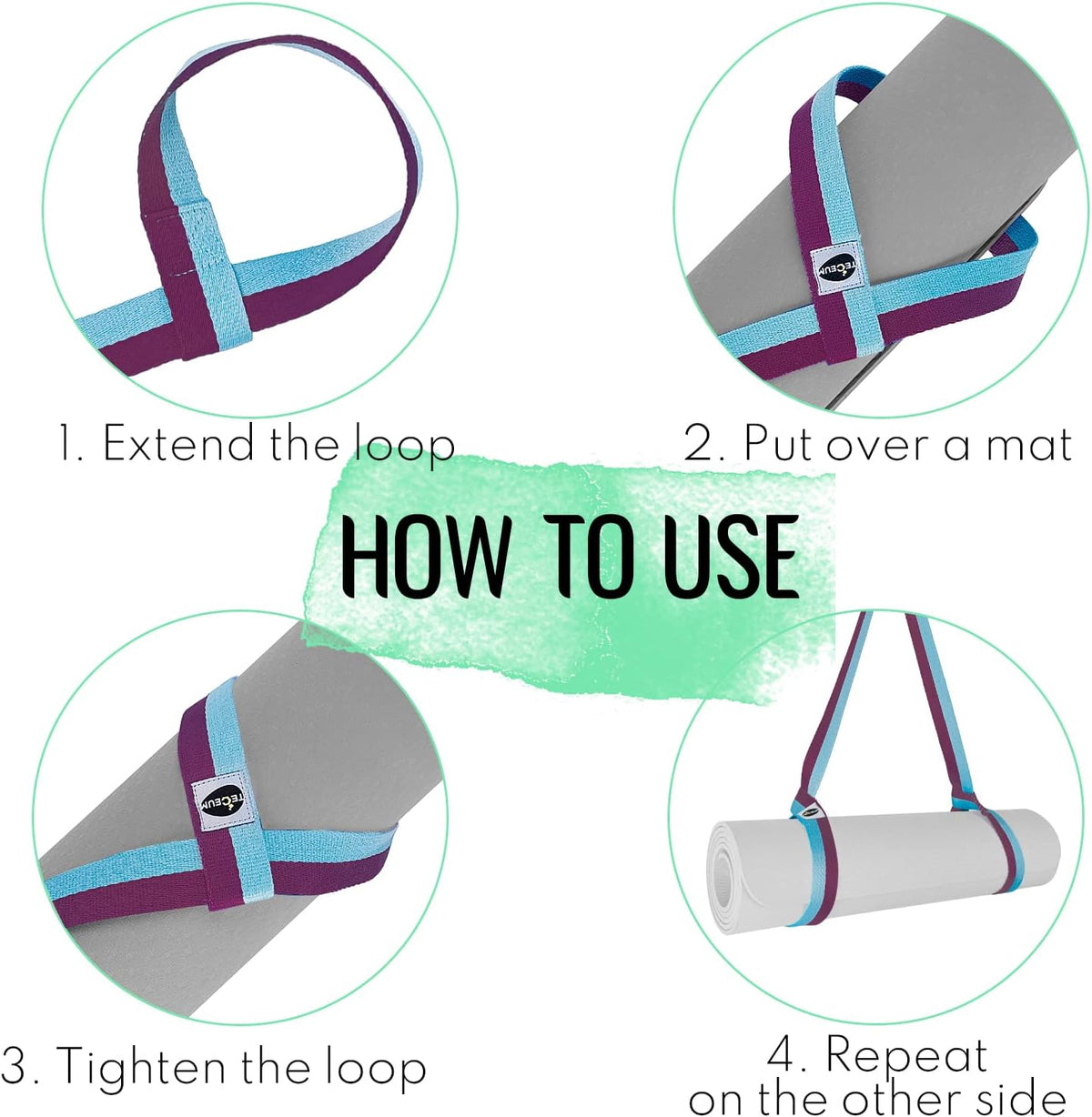 Yoga Mat Strap – Extra Soft & Thick Cotton Carrier for All Mats | Adjustable Skin-friendly & Non-Slip Mat Holder Sling in 30+ Colors [Mat Not Included]