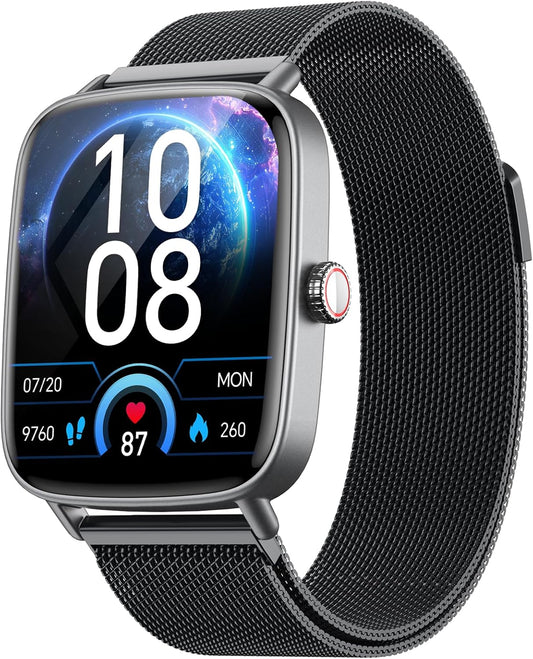 Smart Watch for Women, 1.85" HD Smartwatch Compatible iPhone/Samsung/Android (Answer/Make Calls), 100+ Sport Modes Fitness Tracker with Heart Rate/Sleep/SpO2 Monitor, IP68 Waterproof, with 2 Bands